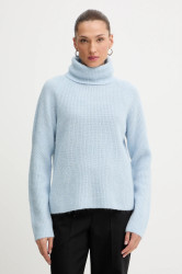 Svetr s příměsí vlny BOSS Orange C_Falodina modrá barva, s golfem, 50548937