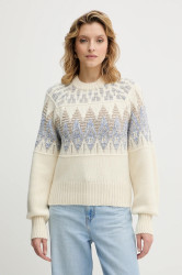 Svetr s příměsí vlny BOSS Orange C_Farombo béžová barva, 50551269