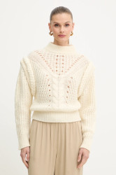 Svetr s příměsí vlny BOSS Orange C_Fasta béžová barva, 50548951