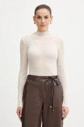 Svetr s příměsí vlny BOSS Orange C_Fenni béžová barva, s pologolfem, 50549391