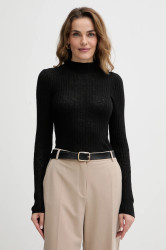 Svetr s příměsí vlny BOSS Orange C_Fenni černá barva, s pologolfem, 50549391