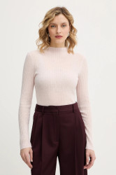 Svetr s příměsí vlny BOSS Orange C_Fenni růžová barva, s pologolfem, 50549391