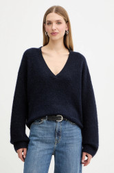 Svetr s příměsí vlny BOSS Orange C_Fiti tmavomodrá barva, 50549185