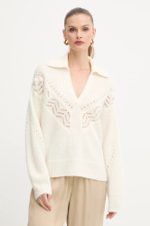 Svetr s příměsí vlny BOSS Orange C_Fortelli béžová barva, 50548948