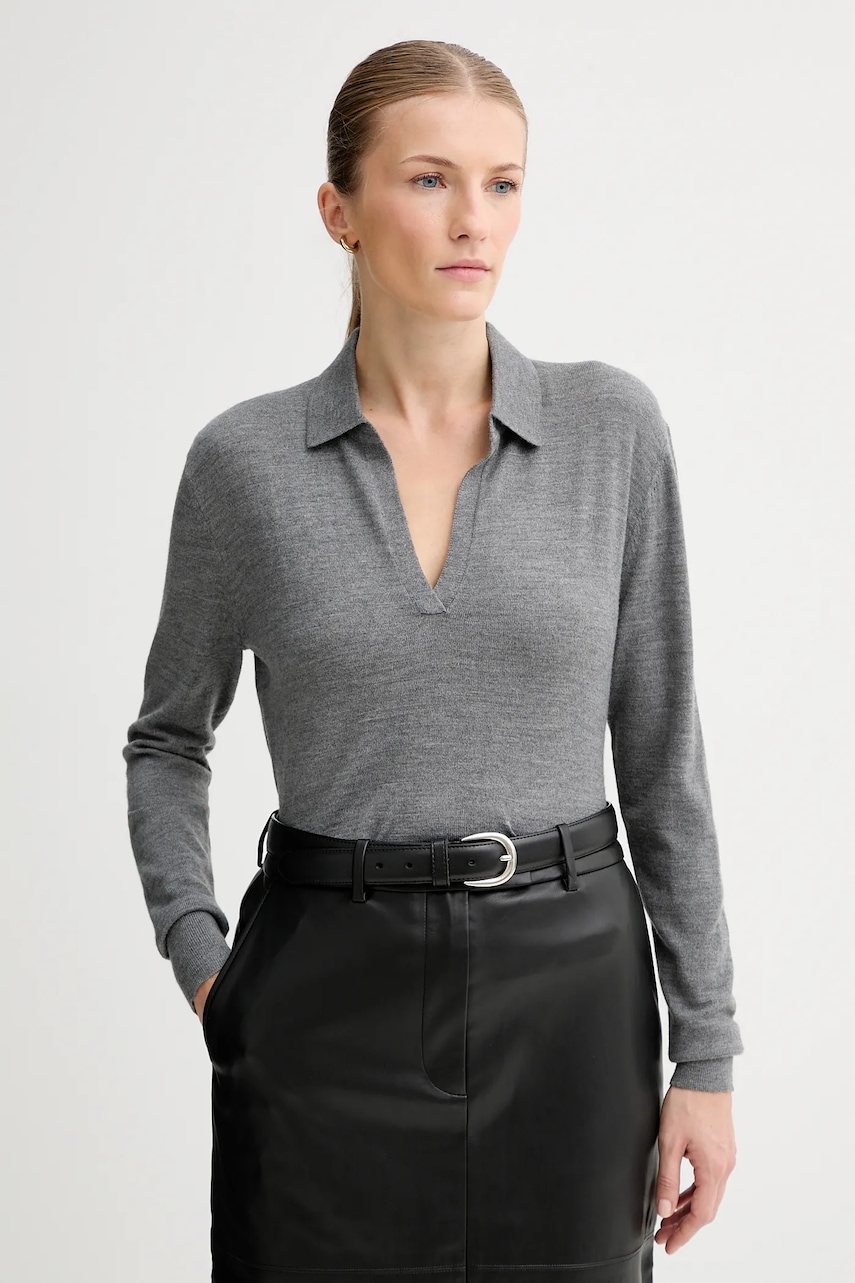 Svetr s příměsí vlny Calvin Klein šedá barva, LV044A305G