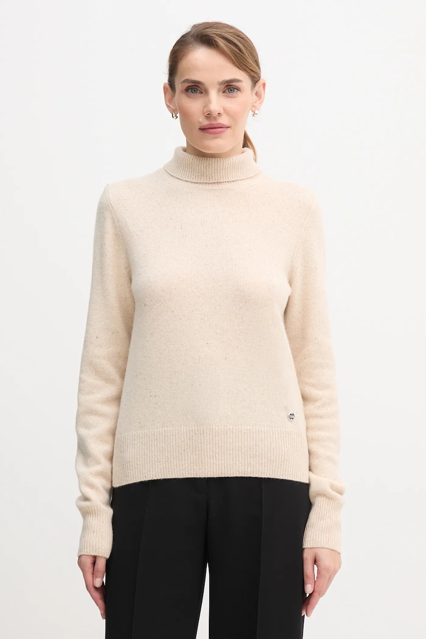 Svetr s příměsí vlny Colmar béžová barva, s golfem, 4300.3ZQ