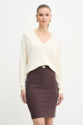 Svetr s příměsí vlny Elisabetta Franchi béžová barva, MK34S57E2