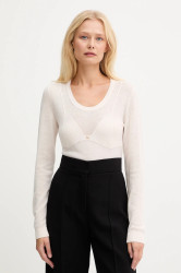 Svetr s příměsí vlny Elisabetta Franchi béžová barva, MK35S57E2