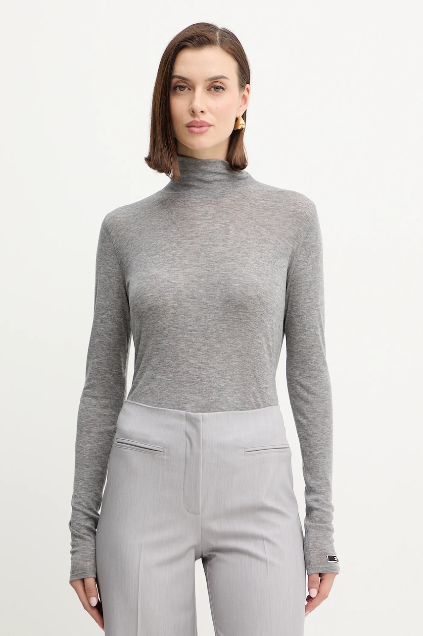 Svetr s příměsí vlny Elisabetta Franchi šedá barva, MD61B56E2