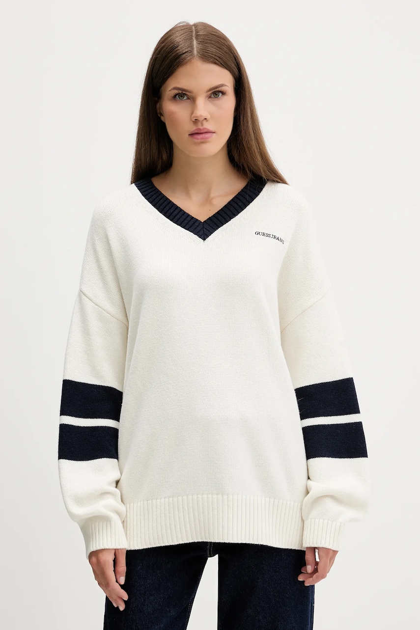 Svetr s příměsí vlny Guess Jeans béžová barva, W5BR10 Z0561