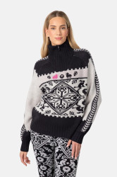 Svetr s příměsí vlny Kari Traa SAGA černá barva, s golfem, 623841