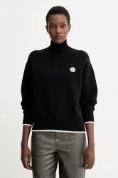 Svetr s příměsí vlny Kenzo černá barva, s golfem, FF62PU7183LF