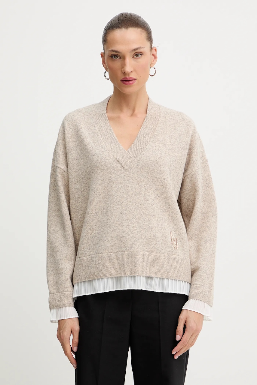 Svetr s příměsí vlny Liu Jo béžová barva, MF5123 MA90Q