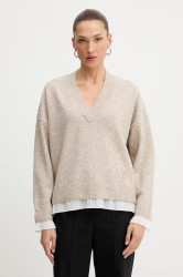 Svetr s příměsí vlny Liu Jo béžová barva, MF5123 MA90Q