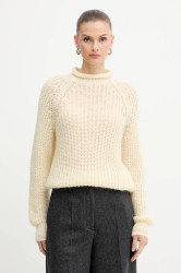 Svetr s příměsí vlny Luisa Spagnoli béžová barva, s pologolfem, 100150