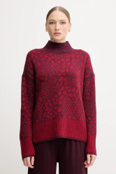 Svetr s příměsí vlny Marc Aurel červená barva, s pologolfem, 8026-8000-82046