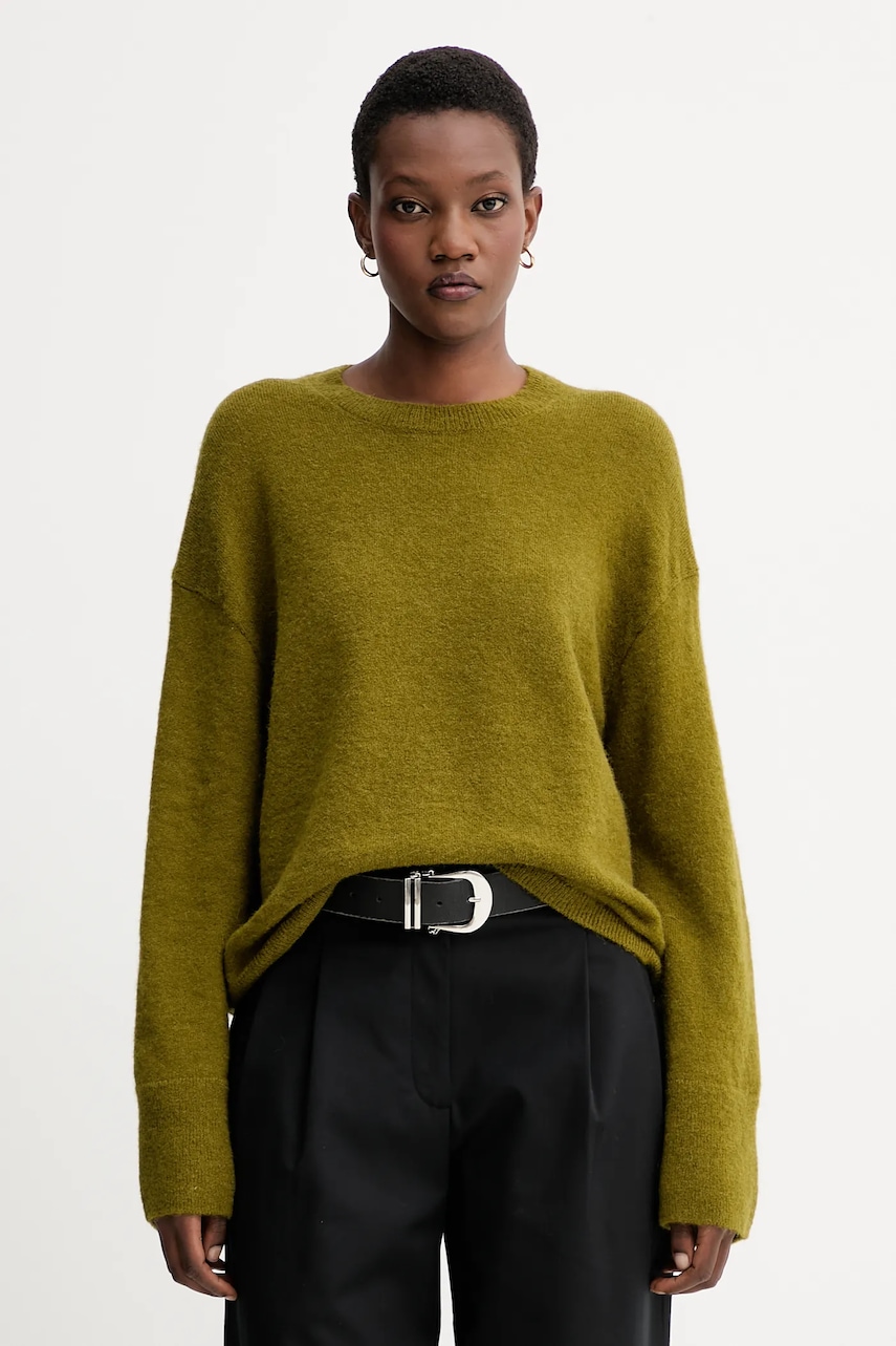Svetr s příměsí vlny Marc O'Polo zelená barva, 509607460179