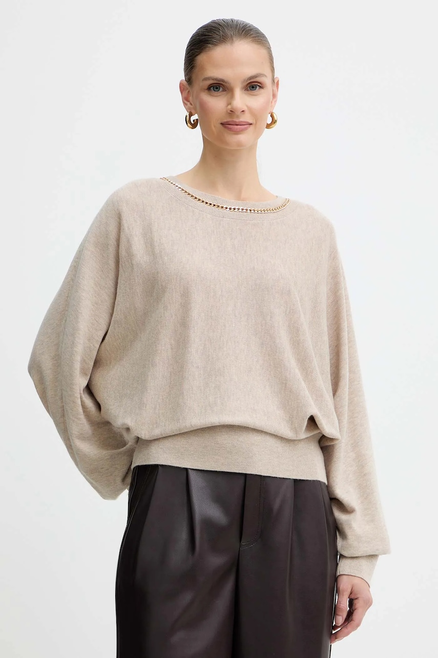 Svetr s příměsí vlny Marciano by Guess ABEL béžová barva, 5BGR02 5782Z