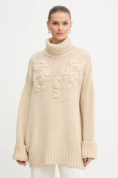 Svetr s příměsí vlny Marciano by Guess AHLAM béžová barva, s golfem, 5BGR28 5895Z