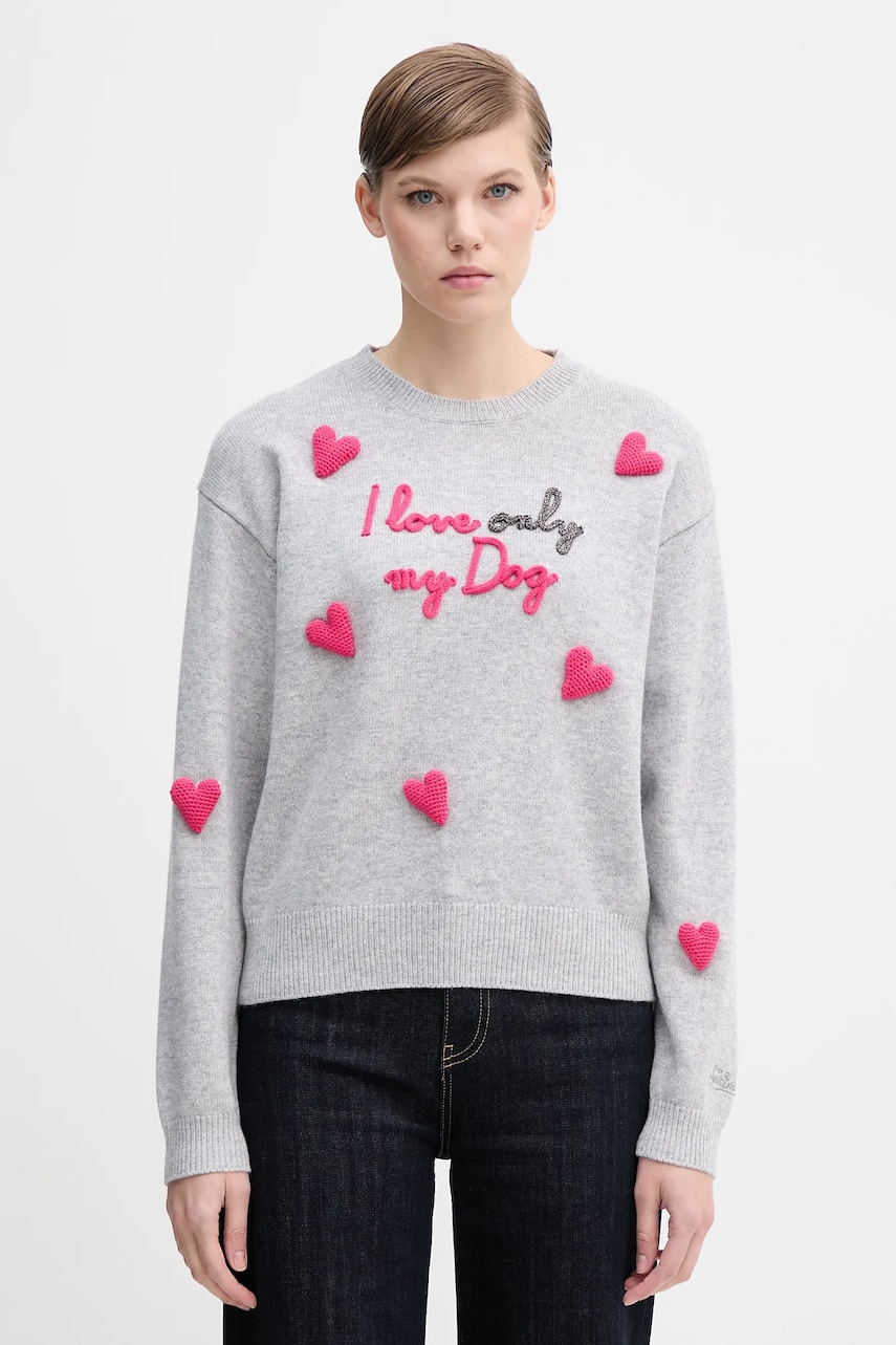 Svetr s příměsí vlny MC2 Saint Barth šedá barva, LOUI004