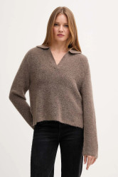 Svetr s příměsí vlny Mos Mosh THORA hnědá barva, 173070