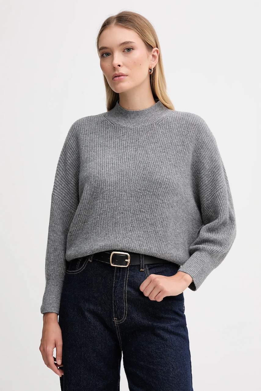 Svetr s příměsí vlny OUI šedá barva, s golfem, 94268