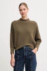 Svetr s příměsí vlny OUI zelená barva, s golfem, 94268