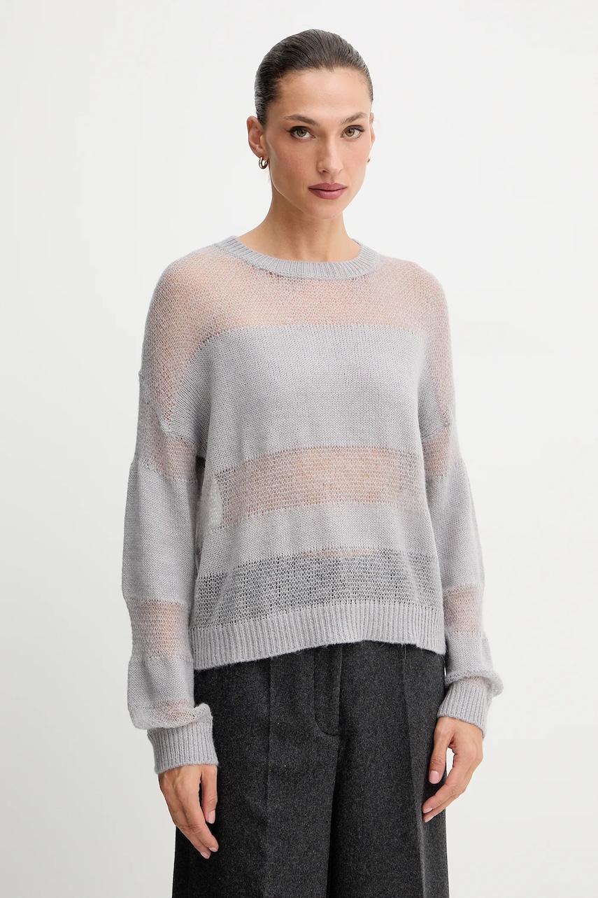 Svetr s příměsí vlny Patrizia Pepe šedá barva, 2K0335 K296