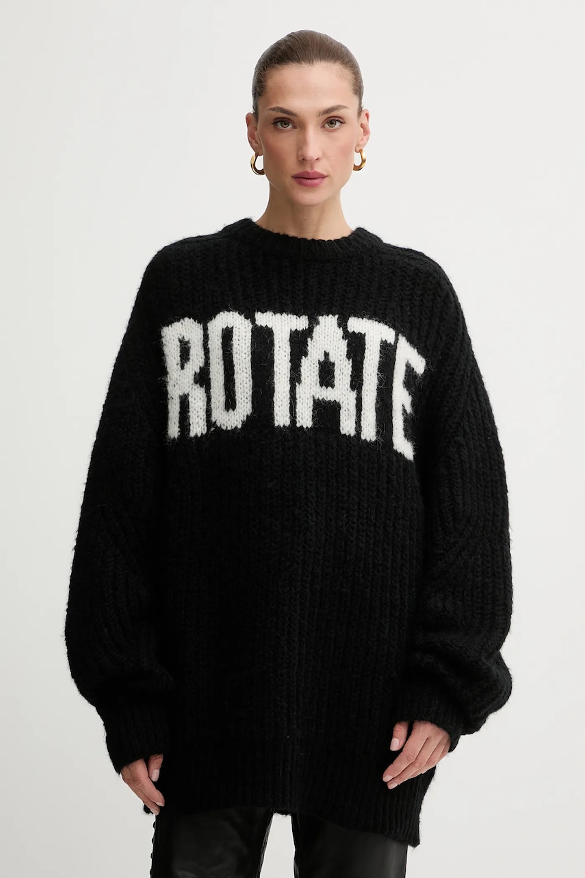Svetr s příměsí vlny Rotate černá barva, 114910100