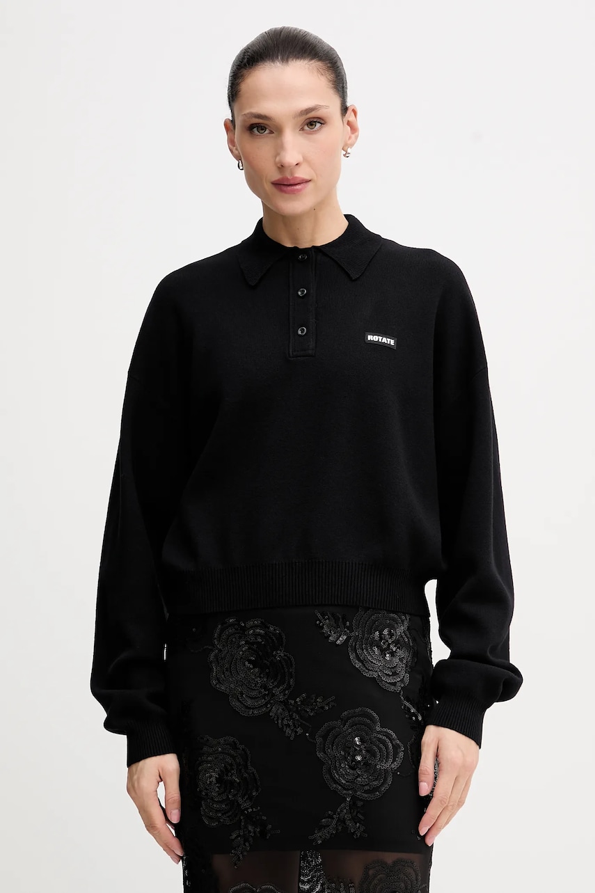 Svetr s příměsí vlny Rotate černá barva, 115137100
