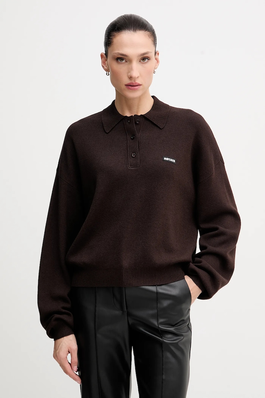 Svetr s příměsí vlny Rotate hnědá barva, 1151371667