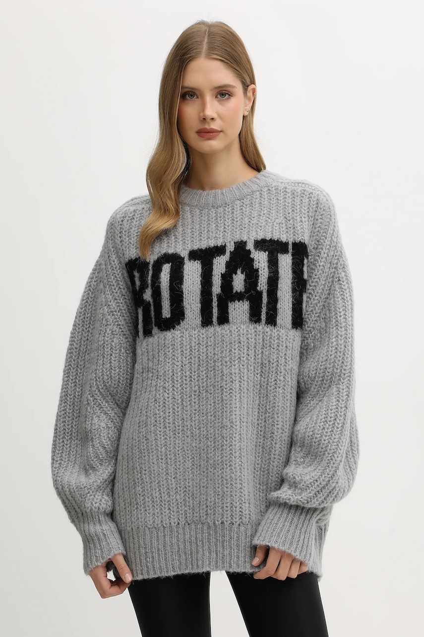 Svetr s příměsí vlny Rotate šedá barva, 114641039