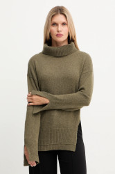 Svetr s příměsí vlny Simona Corsellini zelená barva, s golfem, A25CPMGP08S1