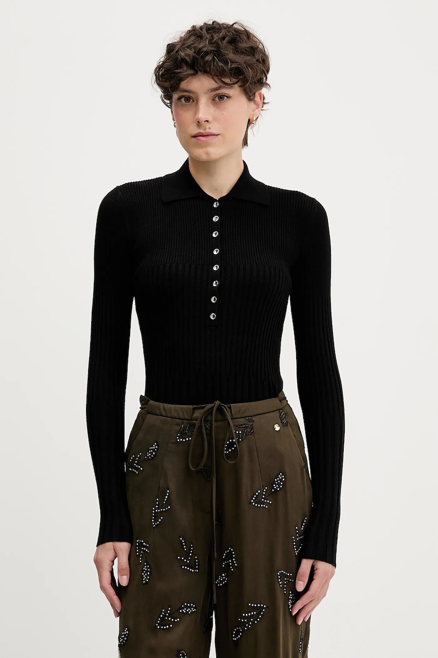 Svetr s příměsí vlny Sisley černá barva, 1QNQL300E