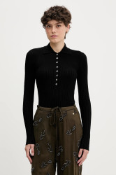 Svetr s příměsí vlny Sisley černá barva, 1QNQL300E