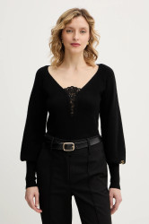 Svetr s příměsí vlny Twinset černá barva, 252TT3392