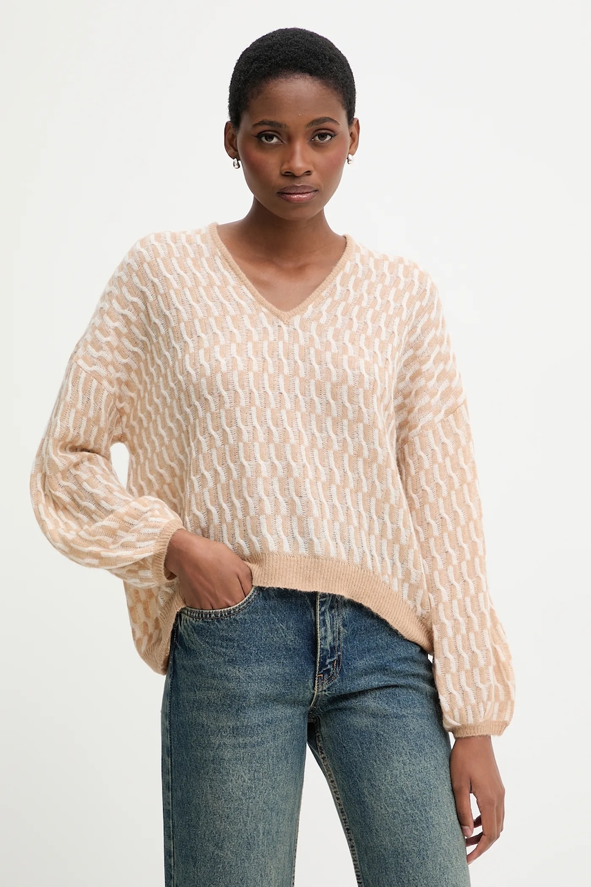 Svetr s příměsí vlny United Colors of Benetton béžová barva, 1012E403C