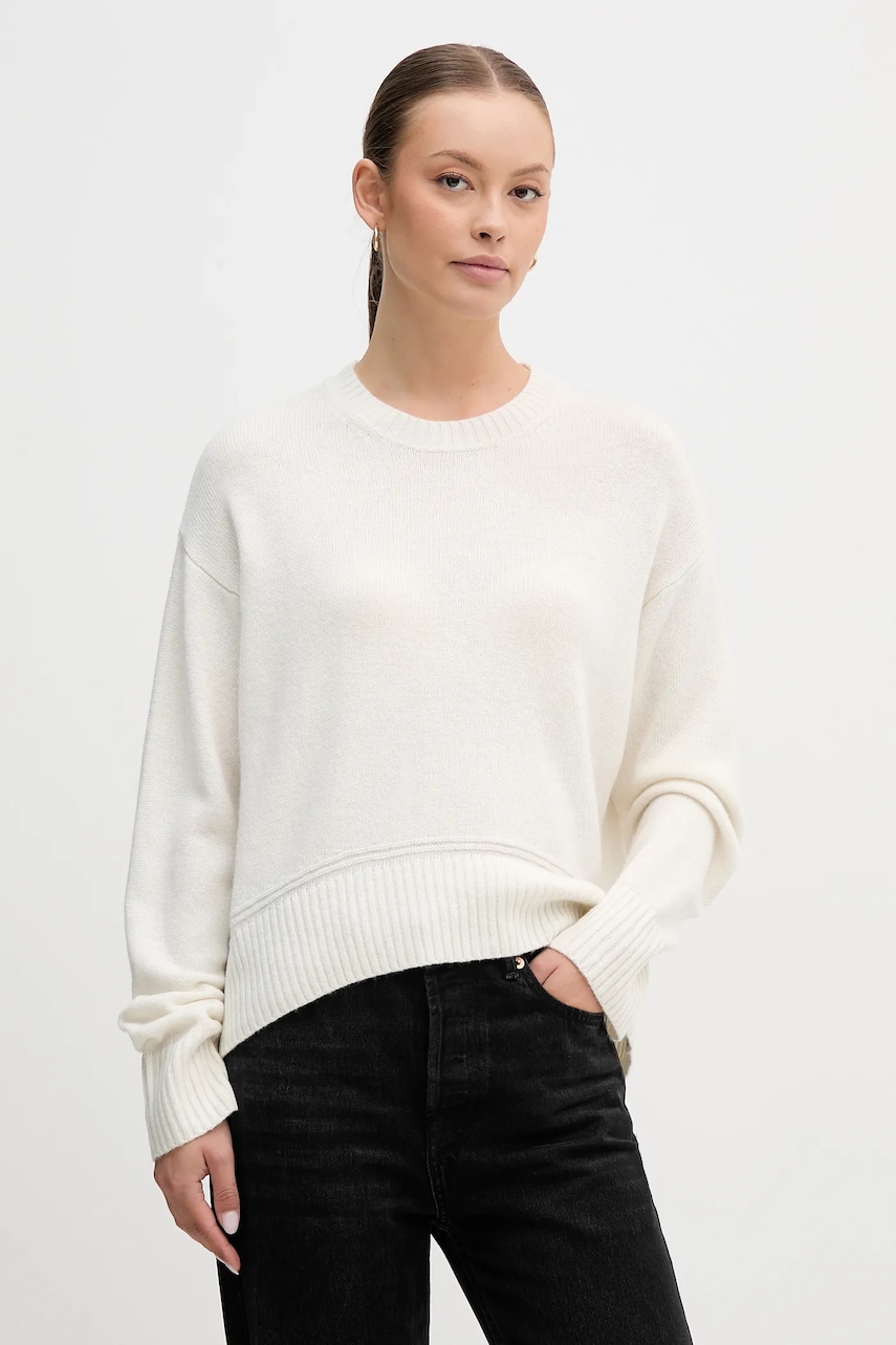 Svetr s příměsí vlny United Colors of Benetton béžová barva, 1244D10BC