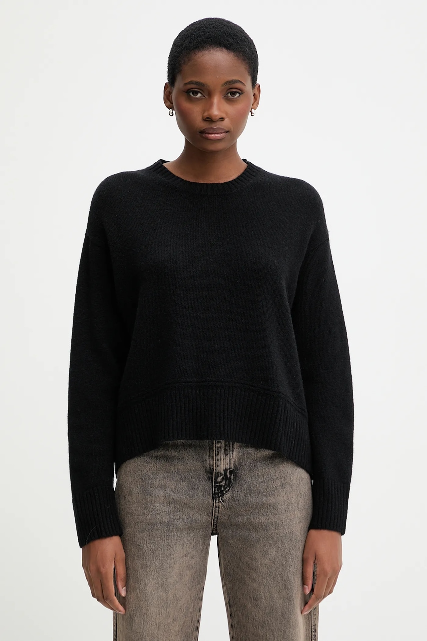 Svetr s příměsí vlny United Colors of Benetton černá barva, 1244D10BC