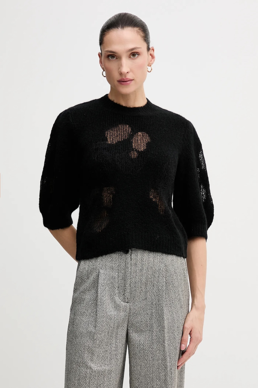 Svetr s příměsí vlny United Colors of Benetton černá barva, 18L4E10EV