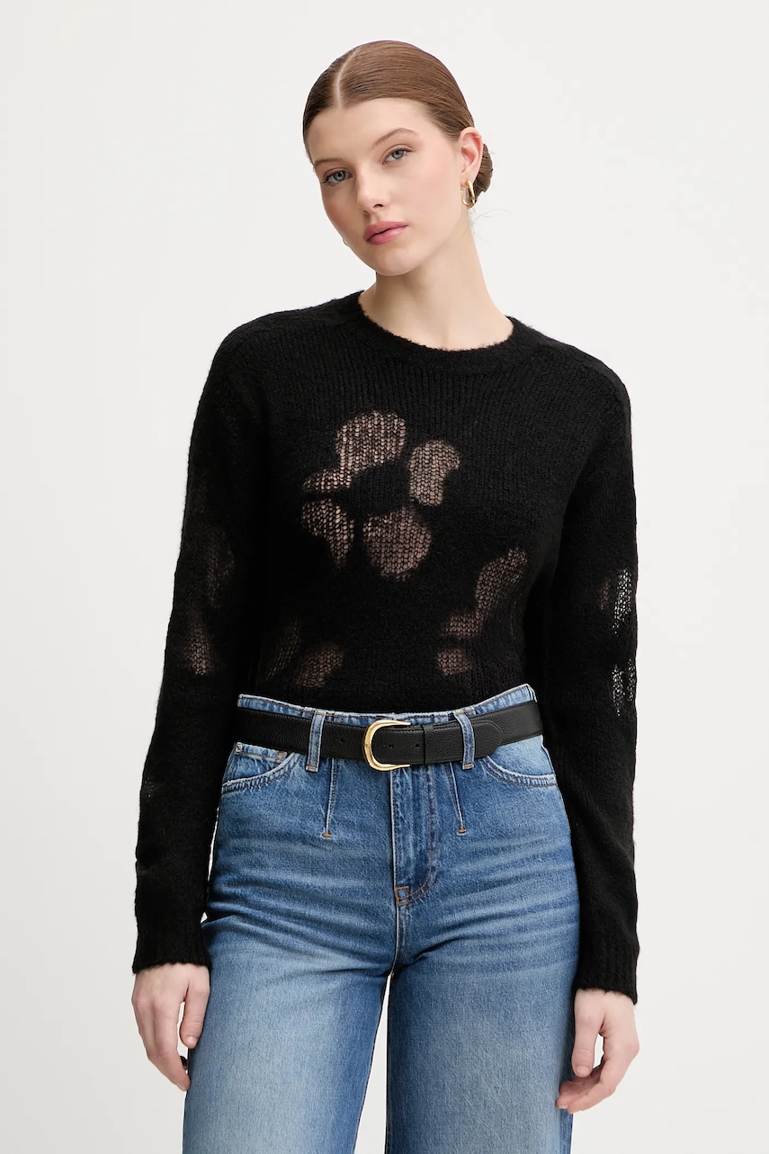 Svetr s příměsí vlny United Colors of Benetton černá barva, 18L4E10EW