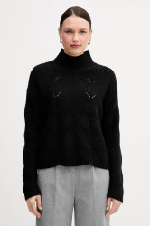 Svetr s příměsí vlny United Colors of Benetton černá barva, s pologolfem, 1FDFD10F2