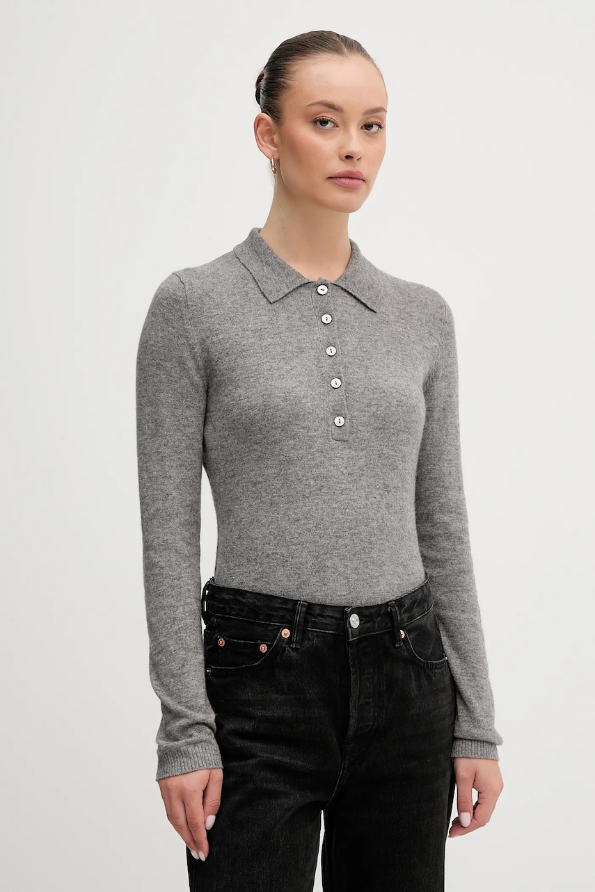 Svetr s příměsí vlny United Colors of Benetton šedá barva, 102HD301H