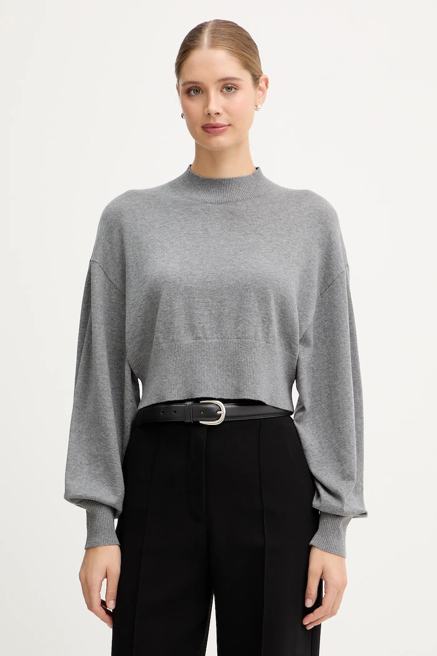 Svetr s příměsí vlny United Colors of Benetton šedá barva, s pologolfem, 1Y6SD2041