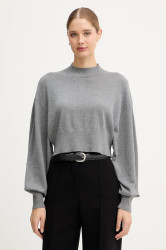 Svetr s příměsí vlny United Colors of Benetton šedá barva, s pologolfem, 1Y6SD2041