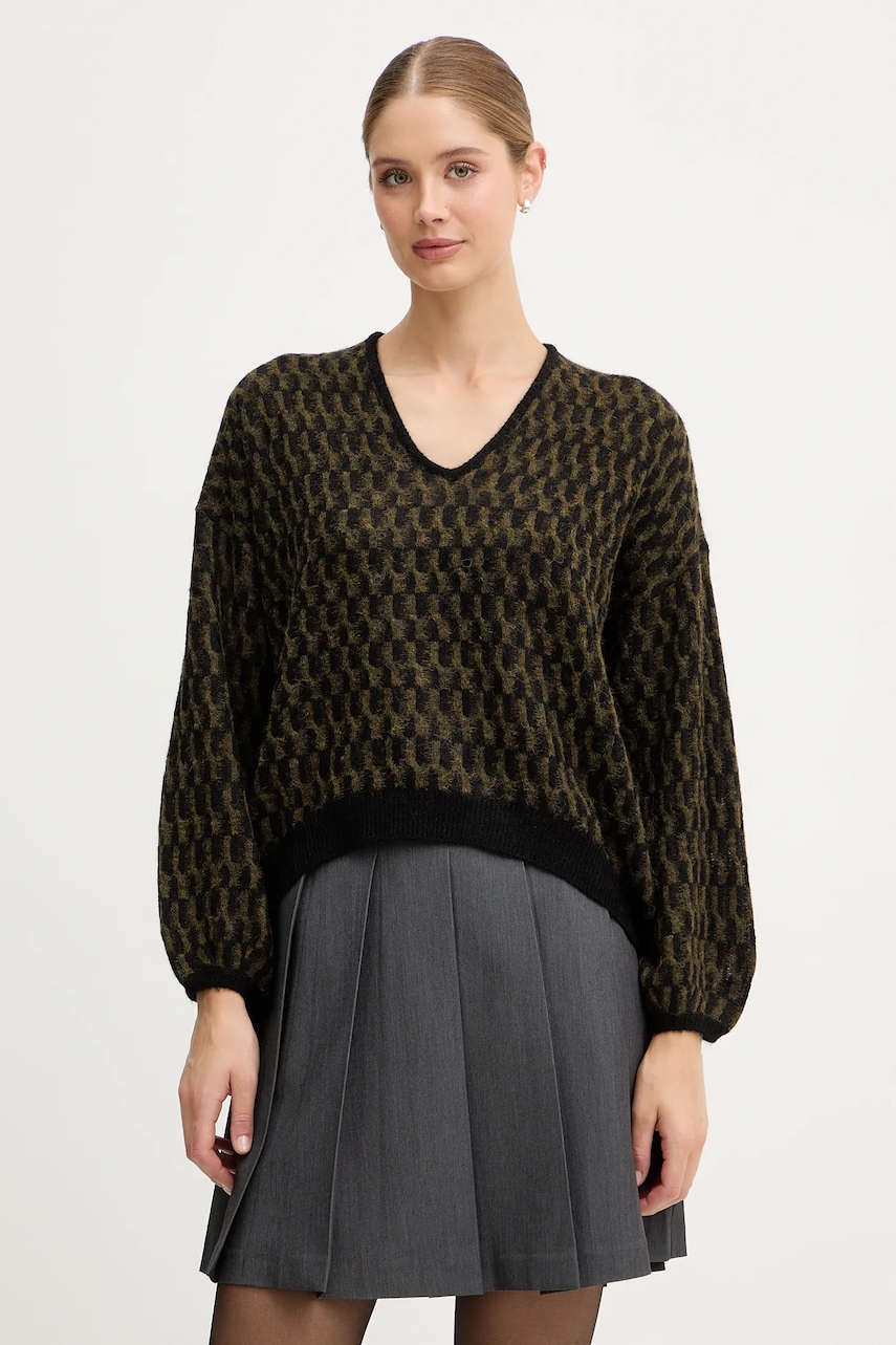 Svetr s příměsí vlny United Colors of Benetton zelená barva, 1012E403C