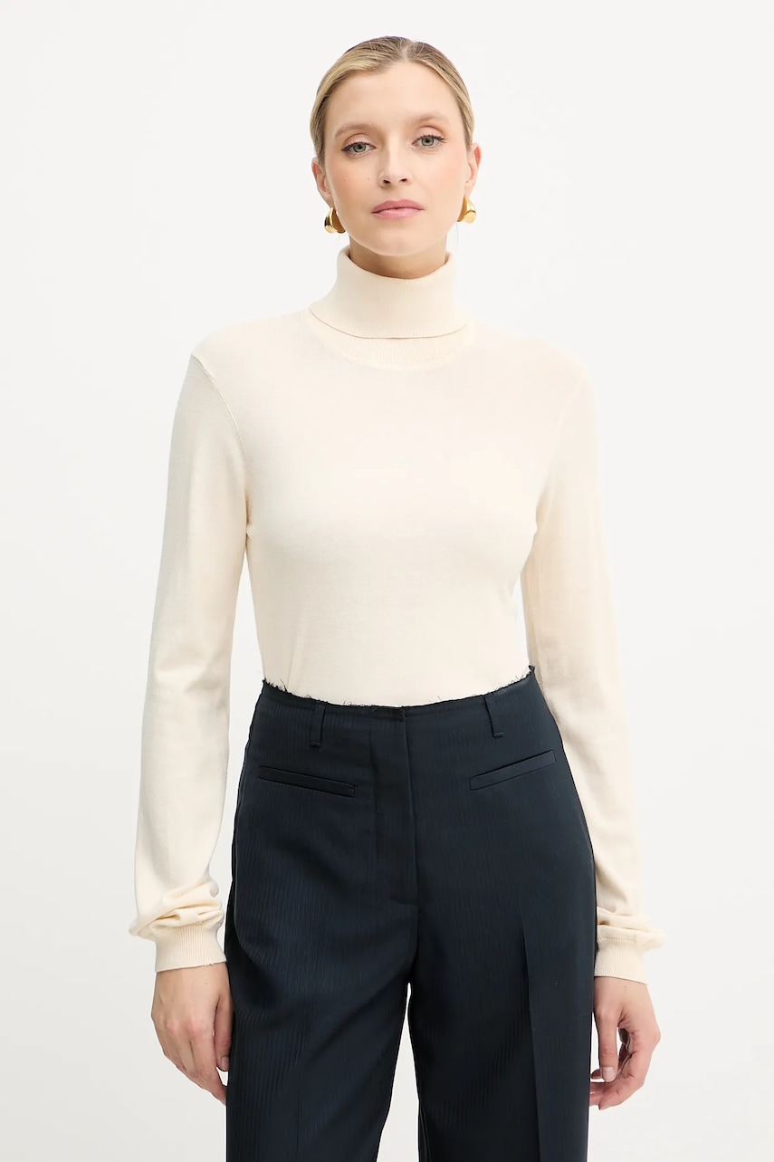 Svetr Silvian Heach SESIN dámský, béžová barva, s golfem, GPA25036LU