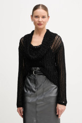 Svetr Tommy Hilfiger dámský, černá barva, s pologolfem, WW0WW46762