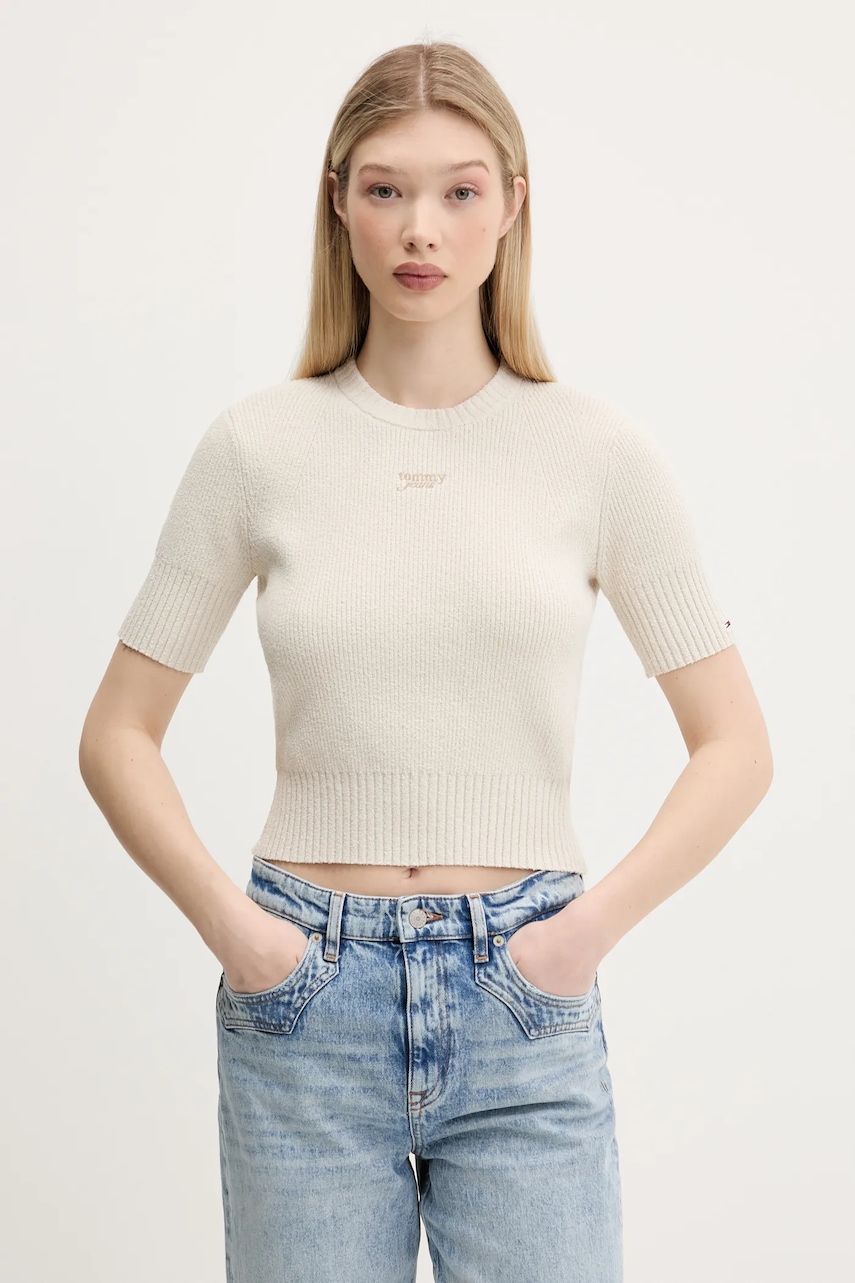 Svetr Tommy Jeans dámský, béžová barva, DW0DW20380