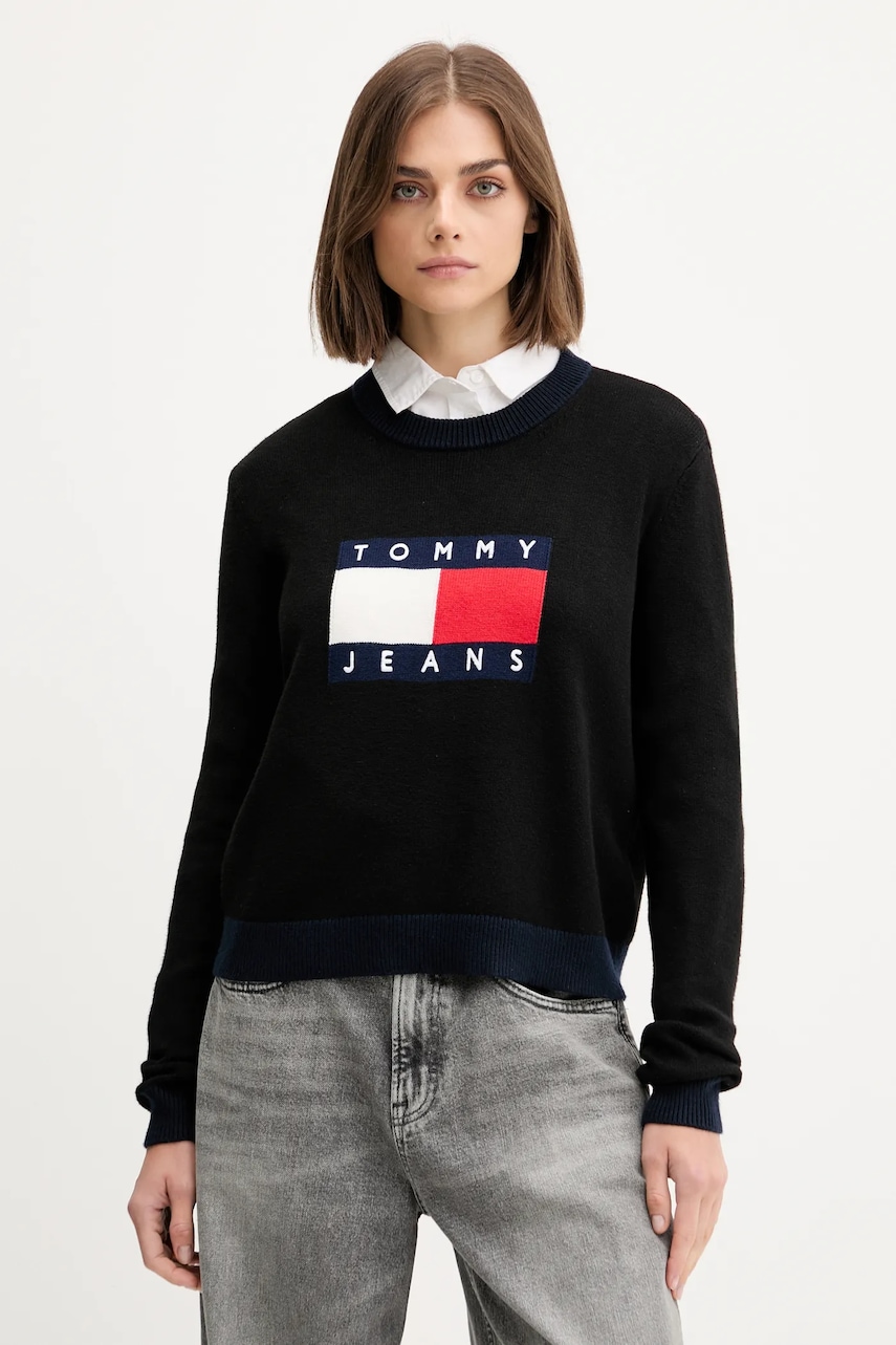 Svetr Tommy Jeans dámský, černá barva, DW0DW20970